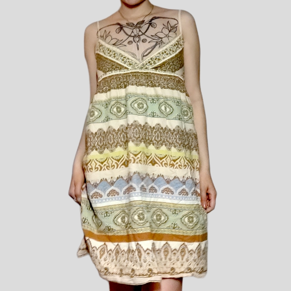 Bohemian Babydoll Neutral Tone Dress!